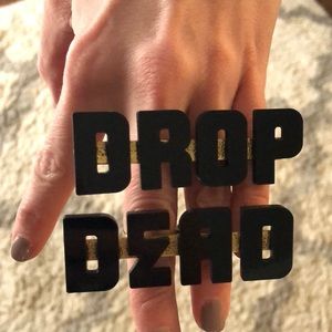 Drop Dead knuckle ring pair